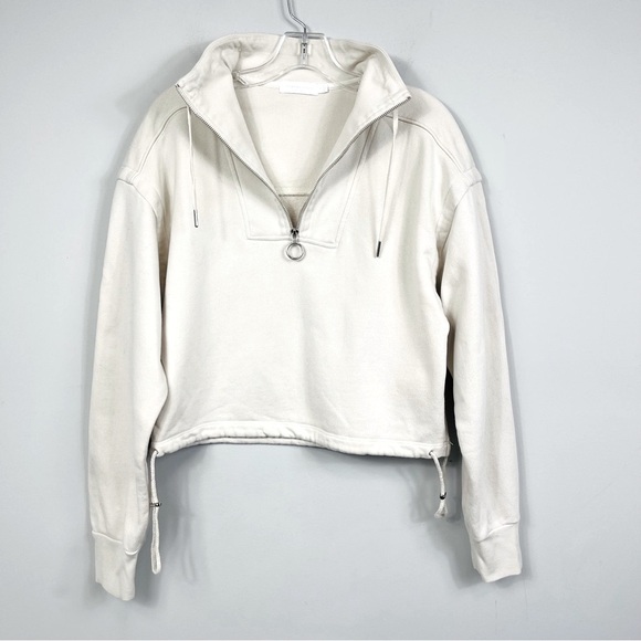 JONATHAN SIMKHAI STANDARD Zella Cropped Half Zip Sweatshirt Top French Terry S - Picture 11 of 16